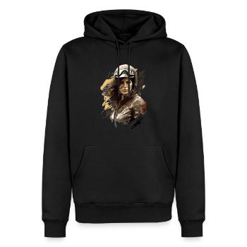 Motorradfahrerin Motorrad für eine - Männer Premium Bio Hoodie - Schwarz - Vorne - Nico (187cm)