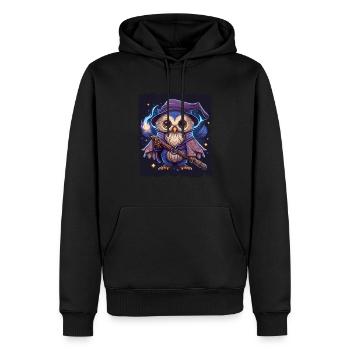 Niedliche Eule als Zauberer für einen Eulen Fans - Männer Premium Bio Hoodie - Schwarz - Vorne - Nico (187cm)
