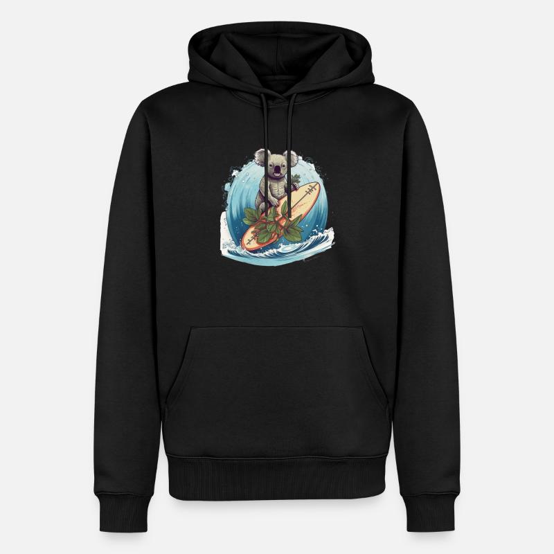 Surfender Koala - Männer Premium Bio Hoodie - Schwarz