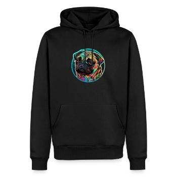 Carlin dans une mer de couleurs - Sweat à capuche Premium bio Homme - noir - Devant - Nico (187cm)