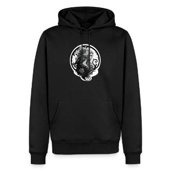 Buste femme tatoué - Sweat à capuche Premium bio Homme - noir - Devant - Nico (187cm)