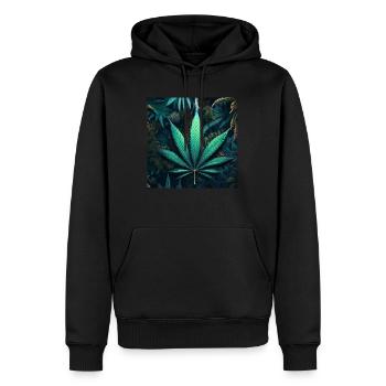 WeedClub Legalisierung 2023. Entkriminalisierung - Männer Premium Bio Hoodie - Schwarz - Vorne - Nico (187cm)