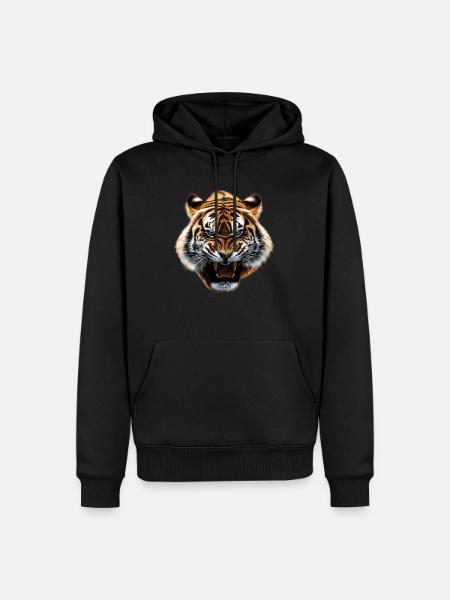 Tiger Face Aggressive - Men’s Premium Organic Hoodie - black