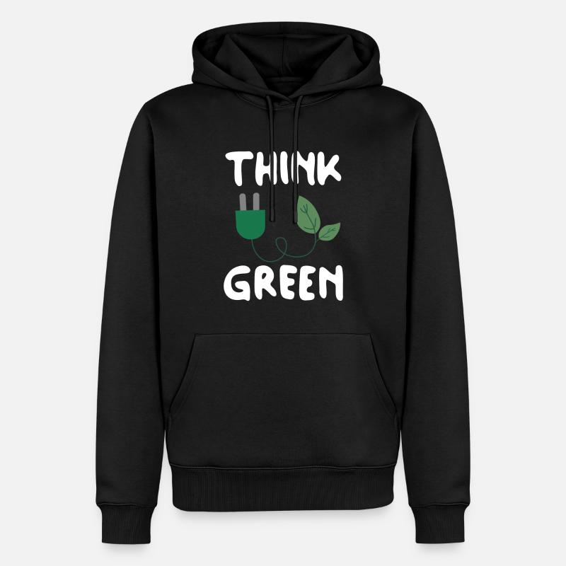 Think Green - Männer Premium Bio Hoodie - Schwarz