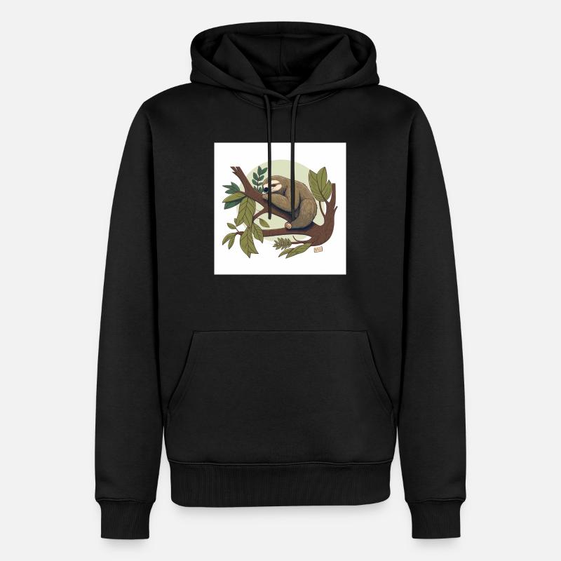 Faultier schlafend - Männer Premium Bio Hoodie - Schwarz