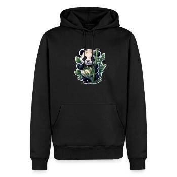 Panda mignon avec bambou - Sweat à capuche Premium bio Homme - noir - Devant - Nico (187cm)