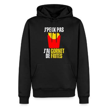 J'Peux Pas J'ai Cornet Frites Cadeau Humour Frite - Sweat à capuche Premium bio Homme - noir - Devant - Nico (187cm)