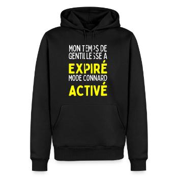Temps De Gentillesse A Expiré Mode Connard Activé - Sweat à capuche Premium bio Homme - noir - Devant - Nico (187cm)