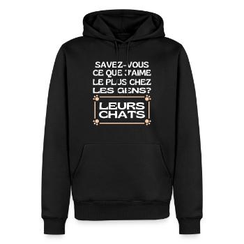 Savez-vous Ce Que Jaime Chez Les Gens Leurs Chats - Sweat à capuche Premium bio Homme - noir - Devant - Nico (187cm)