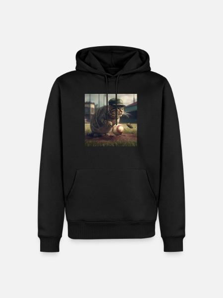 Cat playing ball - Männer Premium Bio Hoodie - Schwarz