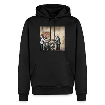 Pizza Graffiti Banksy - Urban Art T-Shirt Design - Männer Premium Bio Hoodie - Schwarz - Vorne - Nico (187cm)