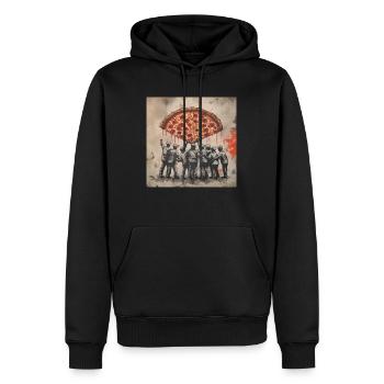 Pizza Graffiti Banksy - Urban Art T-Shirt Design - Männer Premium Bio Hoodie - Schwarz - Vorne - Nico (187cm)