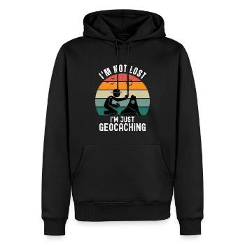 I'm Not Lost I'm Just Geocaching - Männer Premium Bio Hoodie - Schwarz - Vorne - Nico (187cm)