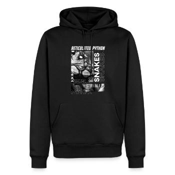 Gardien de reptiles streetwear en python réticulé - Sweat à capuche Premium bio Homme - noir - Devant - Nico (187cm)