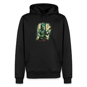 Zombie avec guitare rock - Sweat à capuche Premium bio Homme - noir - Devant - Nico (187cm)