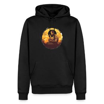 Vater und Sohn im Sonnenuntergang - Männer Premium Bio Hoodie - Schwarz - Vorne - Nico (187cm)