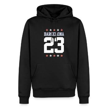 Barcelona 23 - Männer Premium Bio Hoodie - Schwarz - Vorne - Nico (187cm)