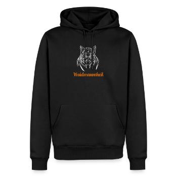 Waidmannsheil I Keiler Jagd Motiv - Männer Premium Bio Hoodie - Schwarz - Vorne - Nico (187cm)