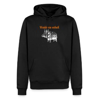 Waidmannsheil I Keiler Jagd Motiv - Männer Premium Bio Hoodie - Schwarz - Vorne - Nico (187cm)