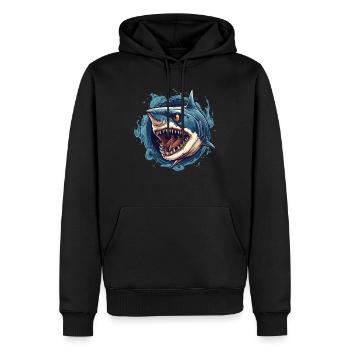 shark fish head 2 - Sweat à capuche Premium bio Homme - noir - Devant - Nico (187cm)