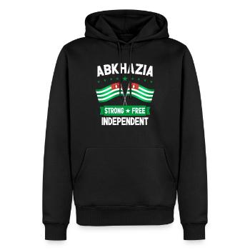 Abchasien Strong Free Independent - Männer Premium Bio Hoodie - Schwarz - Vorne - Nico (187cm)