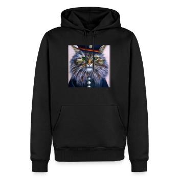 Sarah die skeptische Siamese - Männer Premium Bio Hoodie - Schwarz - Vorne - Nico (187cm)