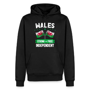 Wales - Männer Premium Bio Hoodie - Schwarz - Vorne - Nico (187cm)