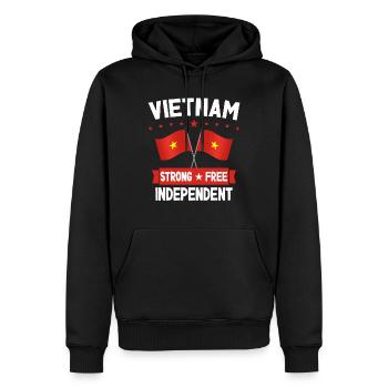 Vietnam - Sweat à capuche Premium bio Homme - noir - Devant - Nico (187cm)