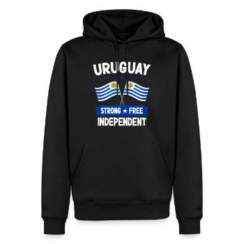 Uruguay - Männer Premium Bio Hoodie - Schwarz - Vorne - Nico (187cm)