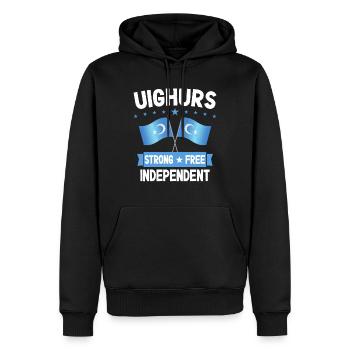 Ouïghours - Sweat à capuche Premium bio Homme - noir - Devant - Nico (187cm)