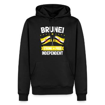 Brunei - Männer Premium Bio Hoodie - Schwarz - Vorne - Nico (187cm)