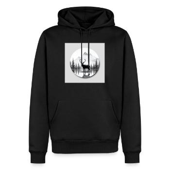 Deer - Men’s Premium Organic Hoodie - black - Front - Nico (187cm)