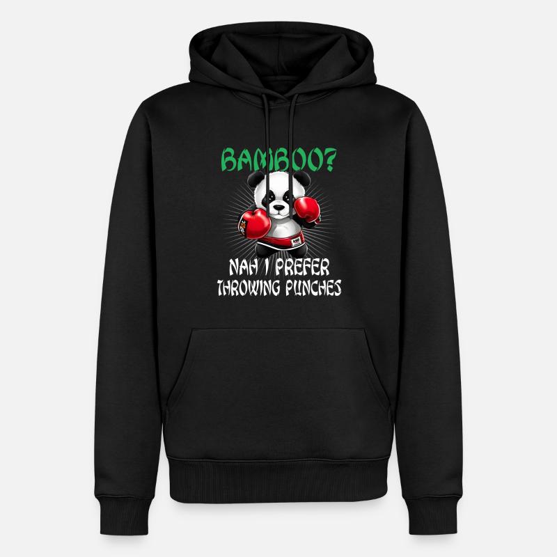 Panda Boxer Boxender Pandabär - Männer Premium Bio Hoodie - Schwarz