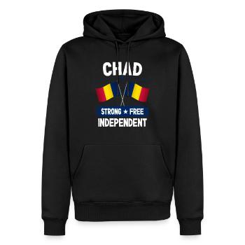 Tschad - Männer Premium Bio Hoodie - Schwarz - Vorne - Nico (187cm)