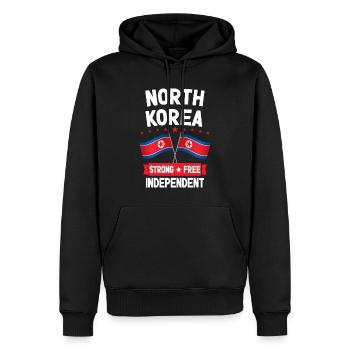Corée du Nord - Sweat à capuche Premium bio Homme - noir - Devant - Nico (187cm)