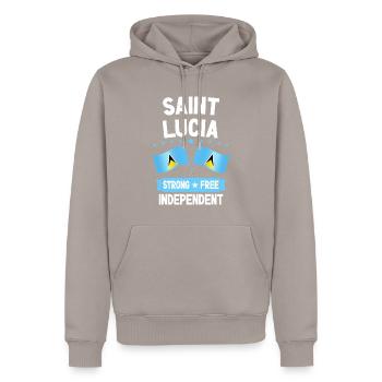 Sainte-Lucie - Sweat à capuche Premium bio Homme - taupe - Devant - Nico (187cm)