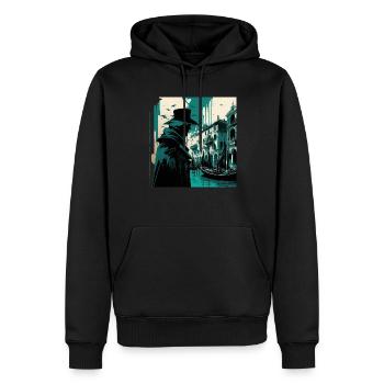 Venise (Italie) - Sweat à capuche Premium bio Homme - noir - Devant - Nico (187cm)
