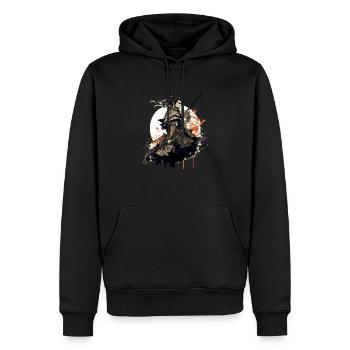 samouraï - Sweat à capuche Premium bio Homme - noir - Devant - Nico (187cm)
