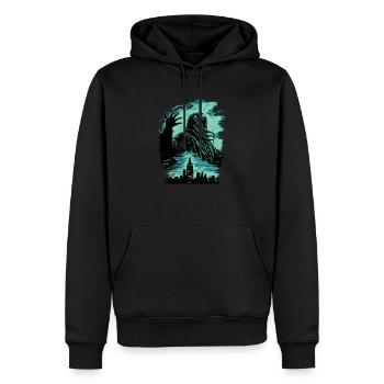 Monstre dans la ville - Sweat à capuche Premium bio Homme - noir - Devant - Nico (187cm)
