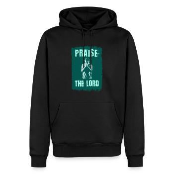 Messages de la Bible Jésus loue le Seigneur - Sweat à capuche Premium bio Homme - noir - Devant - Nico (187cm)