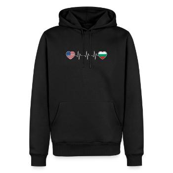 Bulgarie - Sweat à capuche Premium bio Homme - noir - Devant - Nico (187cm)