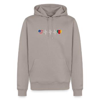 Cameroon - Men’s Premium Organic Hoodie - taupe - Front - Nico (187cm)