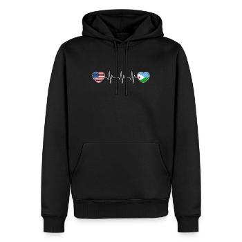 Dschibuti - Männer Premium Bio Hoodie - Schwarz - Vorne - Nico (187cm)