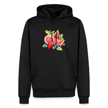 Sommerfrüchte, Aquarell - Männer Premium Bio Hoodie - Schwarz - Vorne - Nico (187cm)