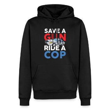 Lustiger Polizei Spruch für einen Polizist - Männer Premium Bio Hoodie - Schwarz - Vorne - Nico (187cm)