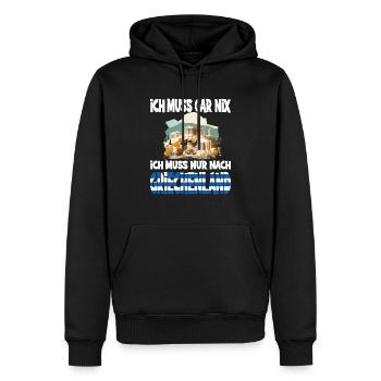 Ich Muss Gar Nix Ich Muss Nur Nach Griechenland - Männer Premium Bio Hoodie - Schwarz - Vorne - Nico (187cm)