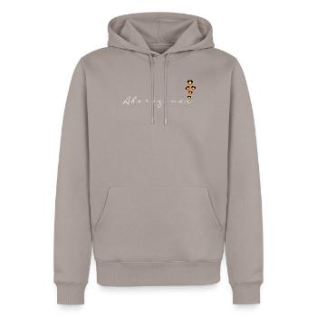 Aborigines - Männer Premium Bio Hoodie - Taupe - Vorne - Nico (187cm)
