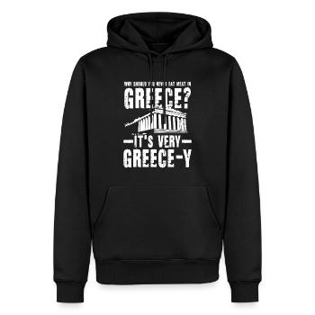 Eat Meat In Greece It's Very Greece-Y - Männer Premium Bio Hoodie - Schwarz - Vorne - Nico (187cm)