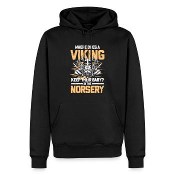 Where Does A Viking Keep Their Baby In Norsery - Männer Premium Bio Hoodie - Schwarz - Vorne - Nico (187cm)