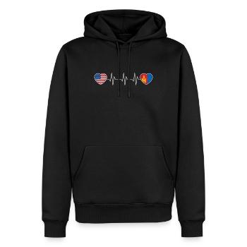 Mongolia - Men’s Premium Organic Hoodie - black - Front - Nico (187cm)